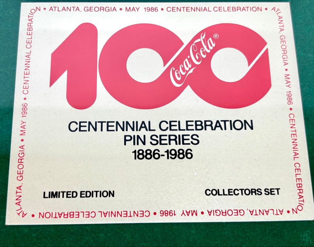 #コカコーラ100周年記念 ピンバッジ コレクターズセット 1886-1986