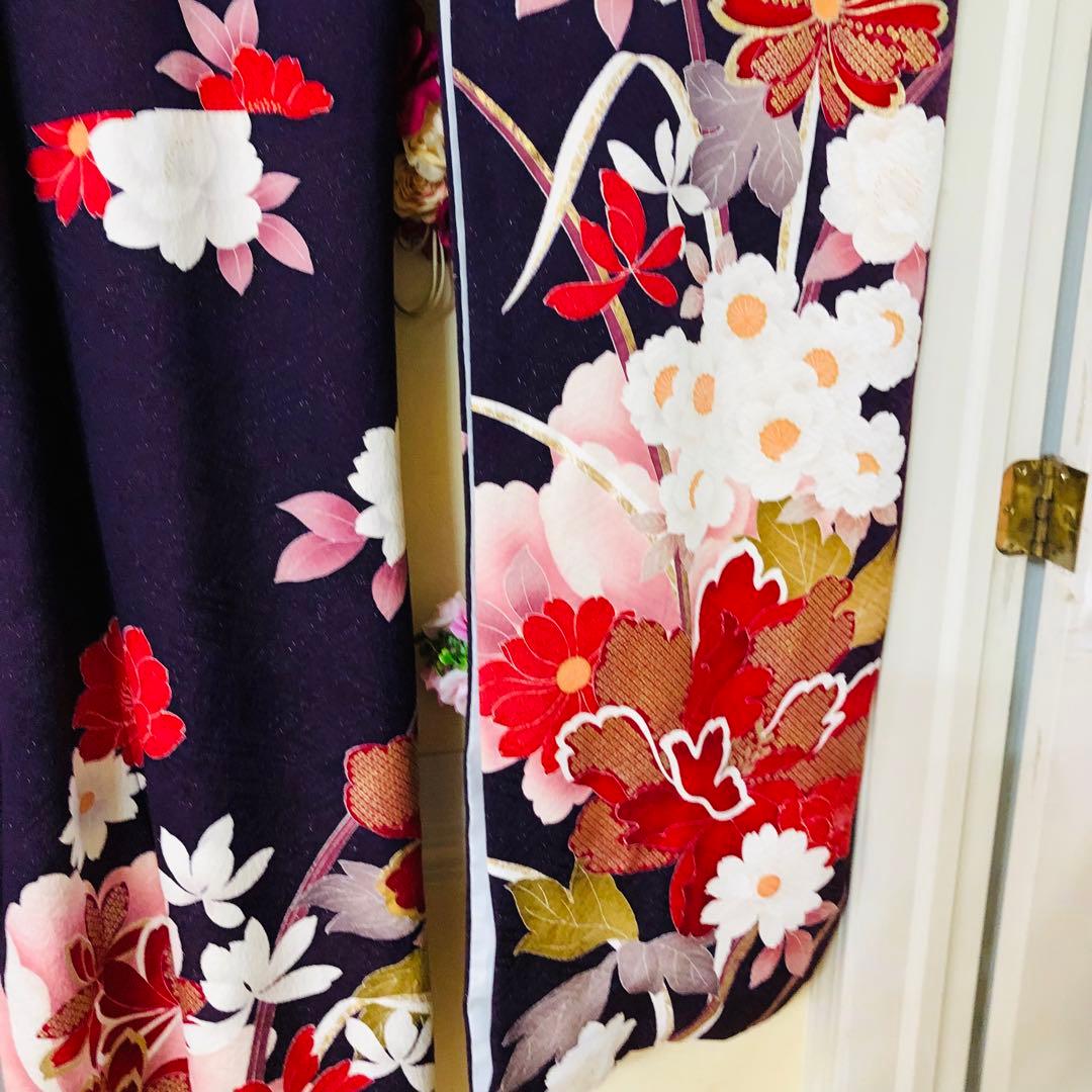 正絹振袖❤️豪華紫ラメキッラキラの煌びやか⭐︎デザイン最高秀品