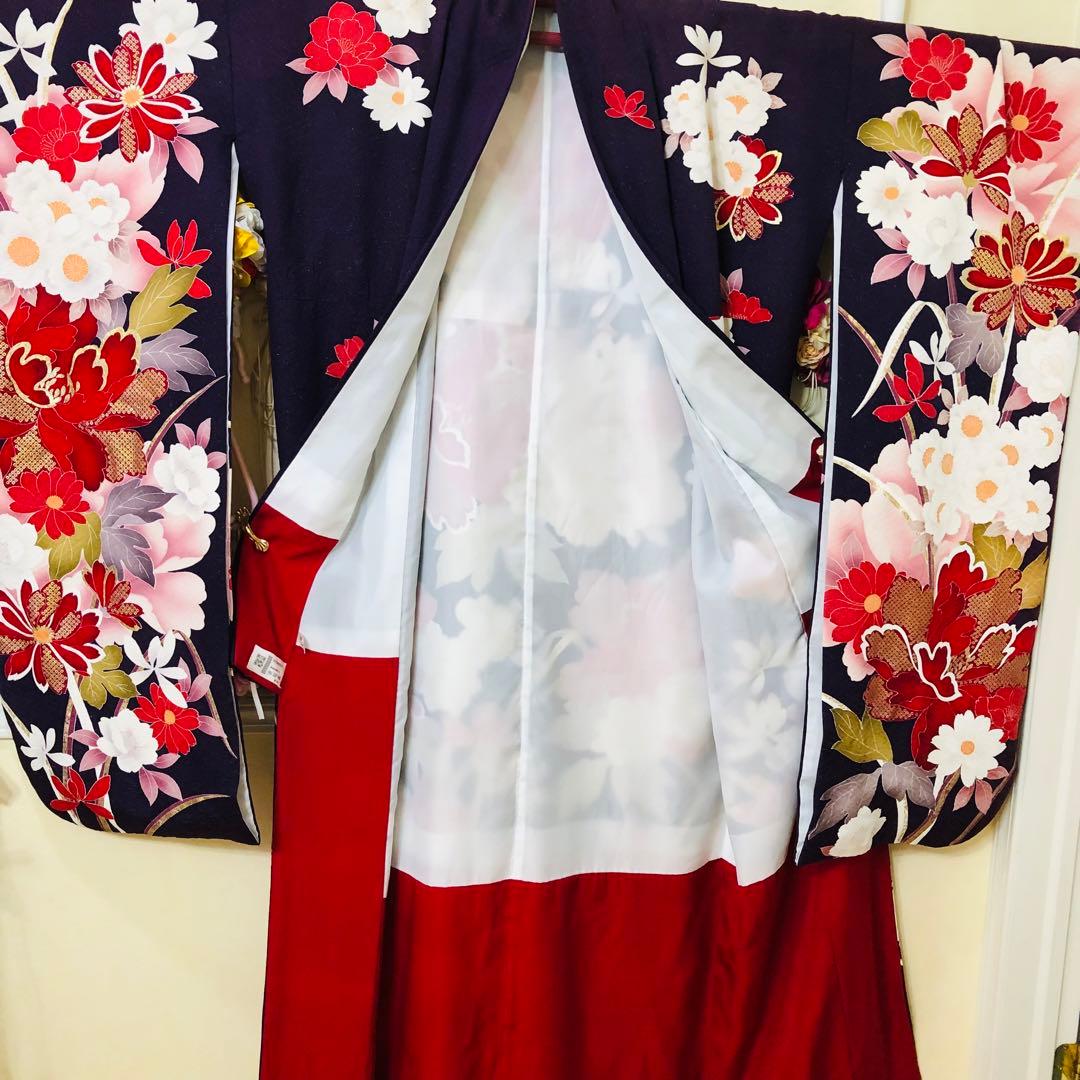 正絹振袖❤️豪華紫ラメキッラキラの煌びやか⭐︎デザイン最高秀品