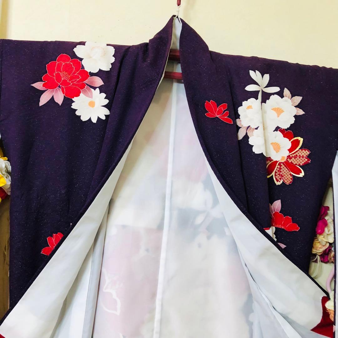 正絹振袖❤️豪華紫ラメキッラキラの煌びやか⭐︎デザイン最高秀品