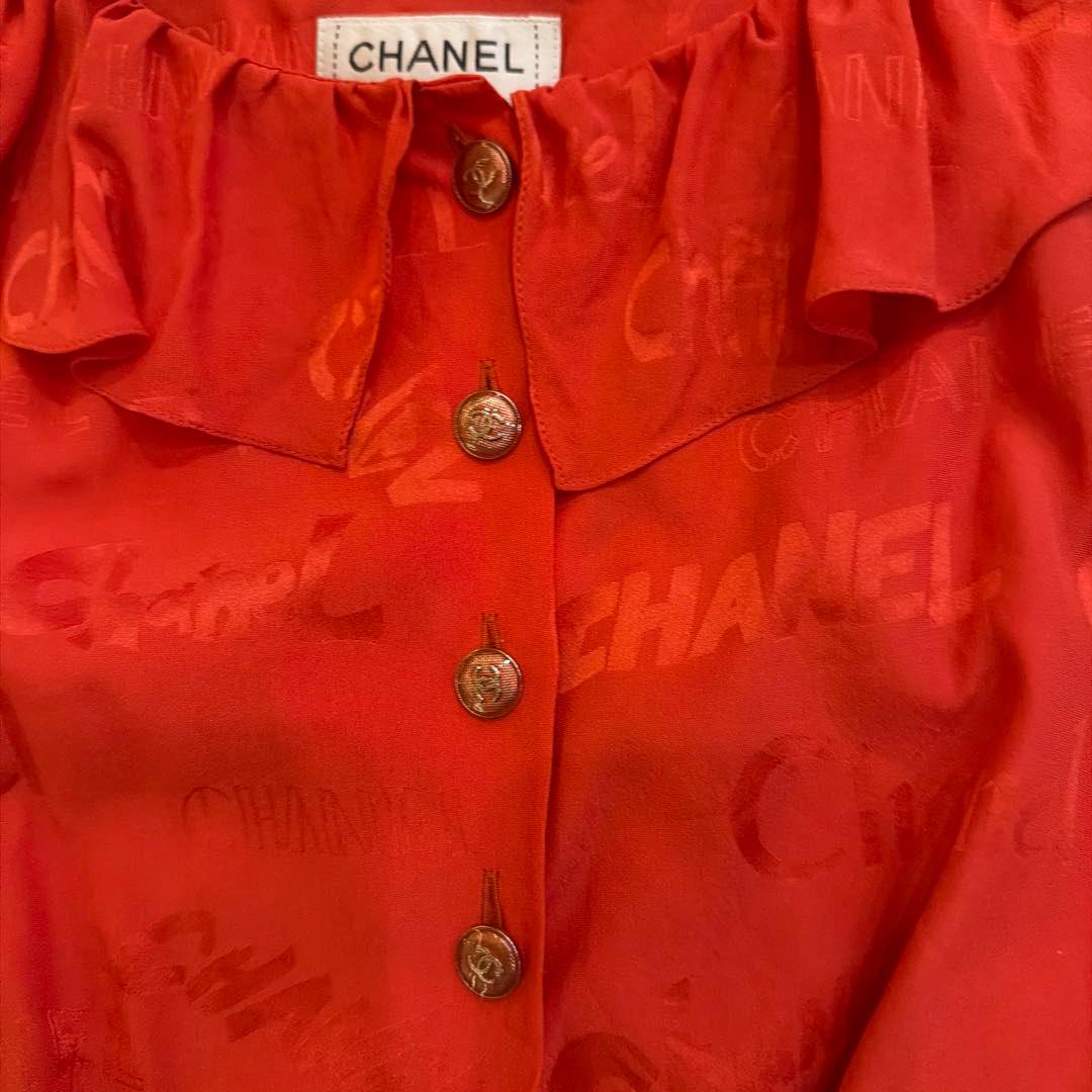 CHANEL オレンジロゴフリルタンクトップ 34