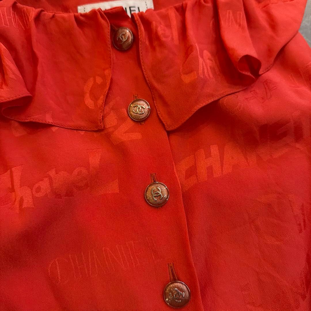 CHANEL オレンジロゴフリルタンクトップ 34