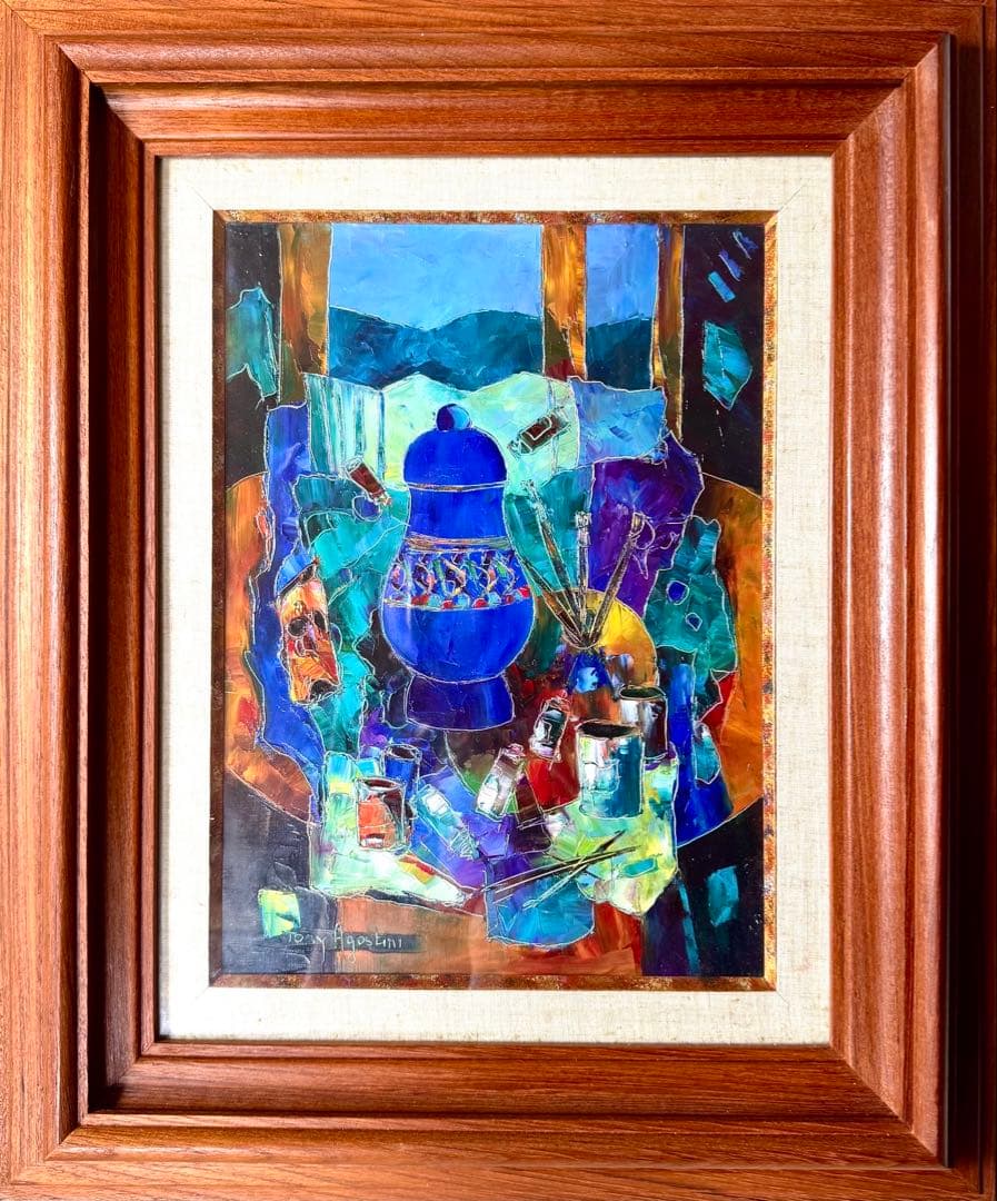 トニー・アゴステニ Tony Agostini 「アトリエノ隅」　油彩 フランス