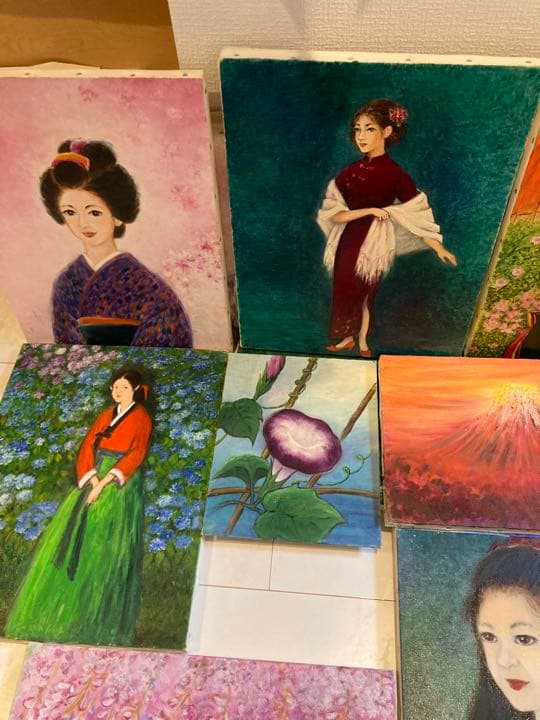 素人の油絵８枚セット