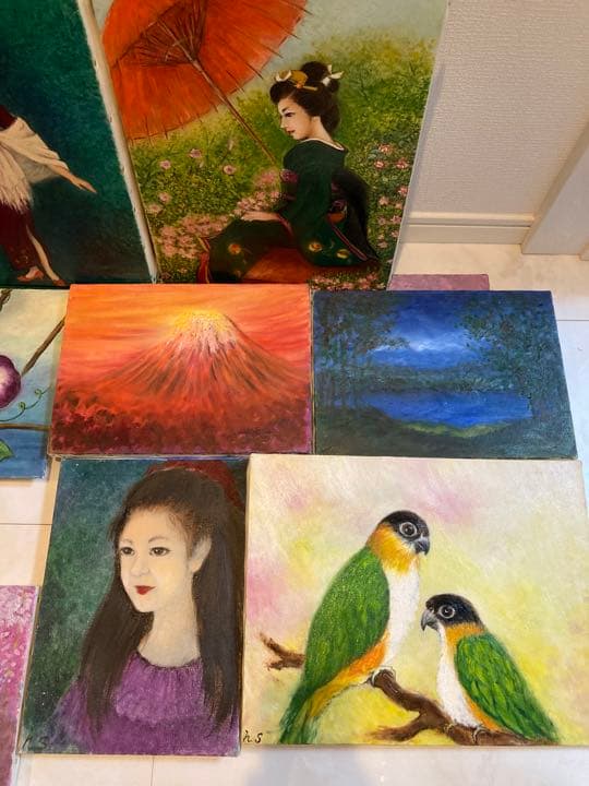 素人の油絵８枚セット