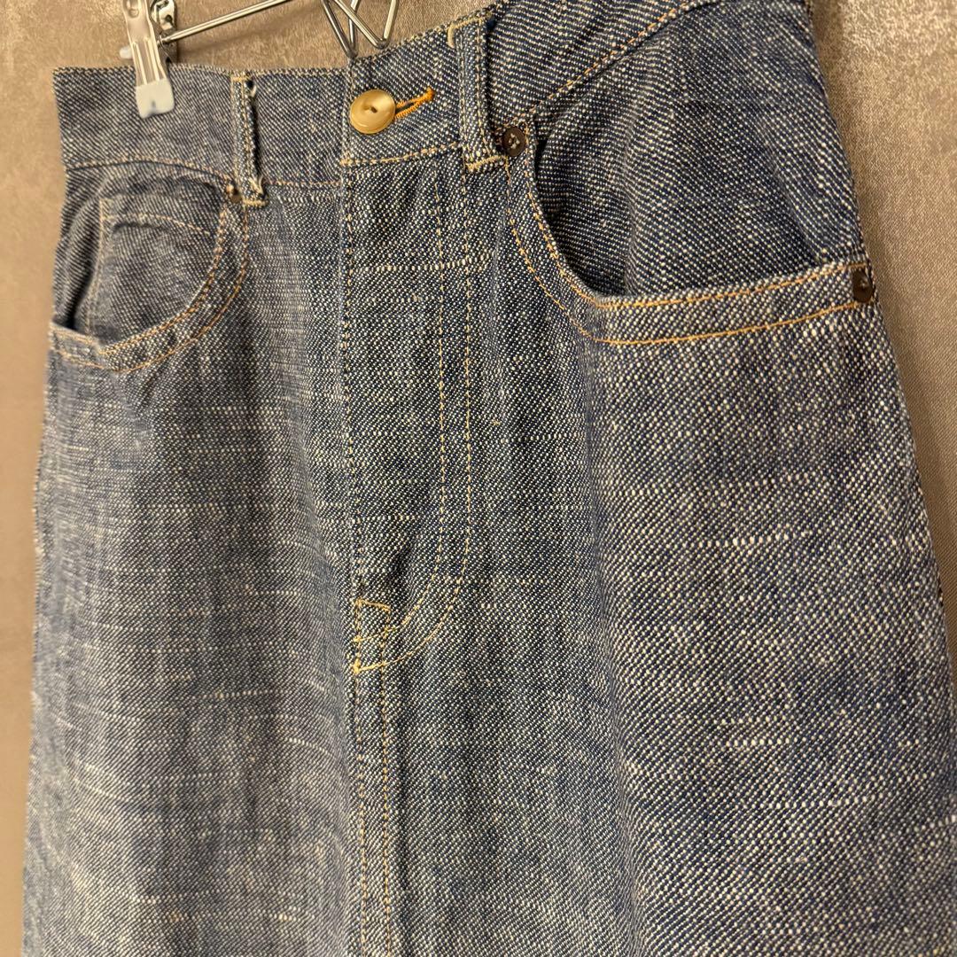 【45R】 コットンリネン デニム スカート (サイズ2)