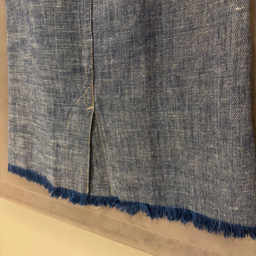 【45R】 コットンリネン デニム スカート (サイズ2)