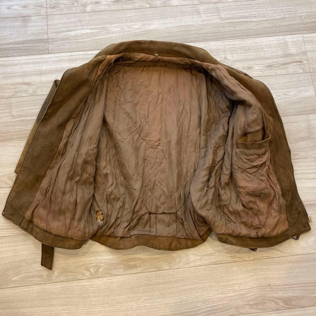 ライダース　スウェード　本革　バイシクルジャケット　ユーロ　アウンノン　80s