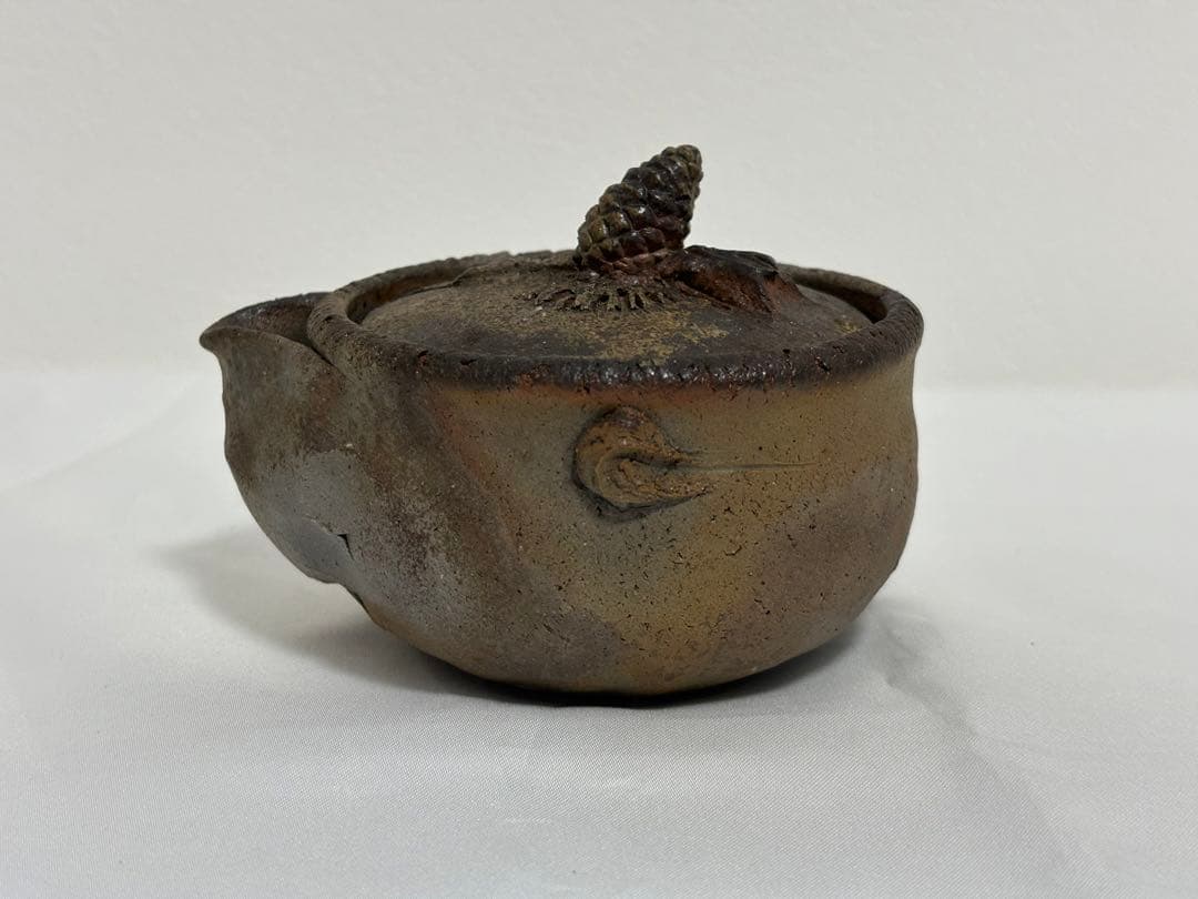 ⑳備前焼 宝瓶 登り窯 松 まつ マツ 手びねり 急須