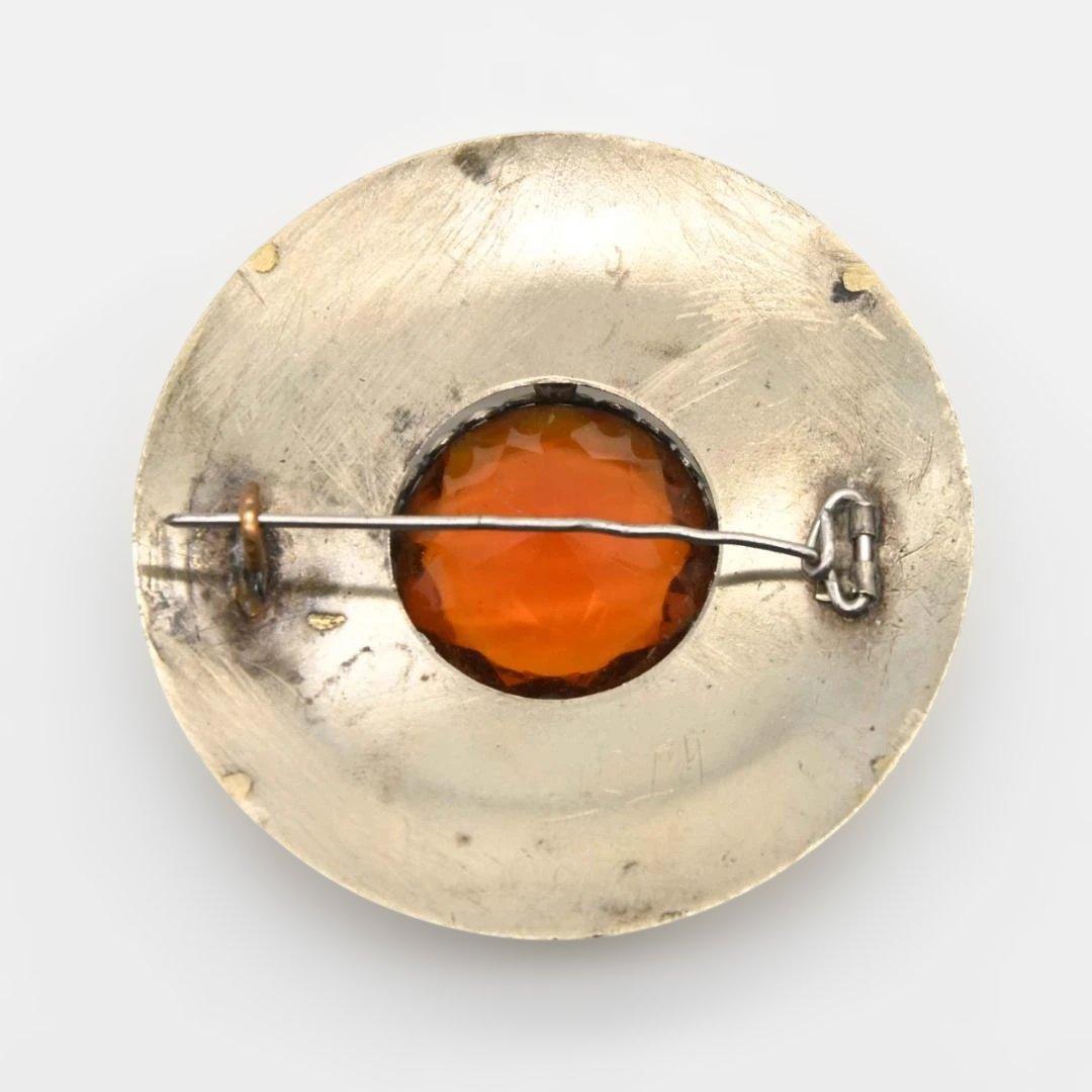 スコティッシュブローチ　キルトの留め具　アザミ模様、水晶　英国　s2281