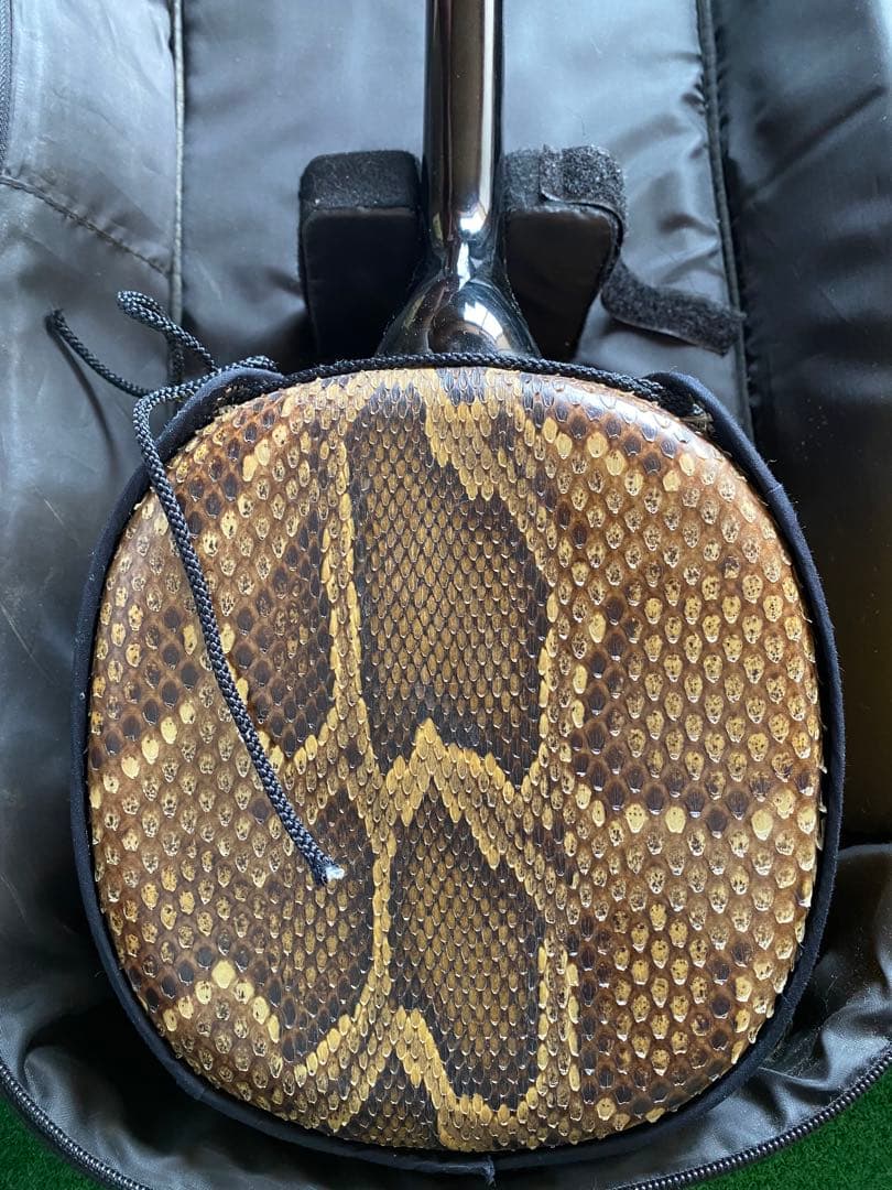 沖縄三線　蛇革　本革　ケース付き