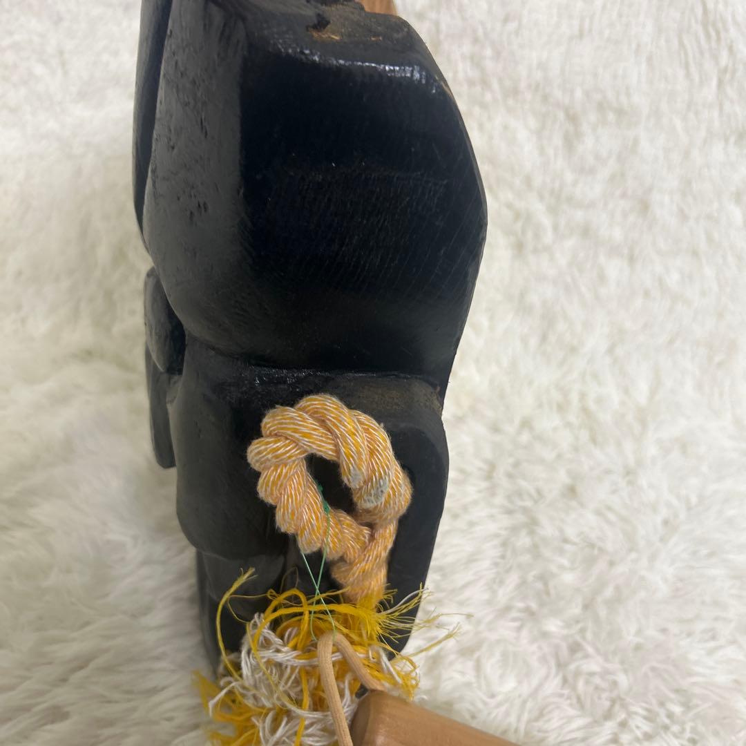 【美品】釜神様　神面　お面　木彫り　大サイズ　能面　工芸　古民家　壁掛け　守り神