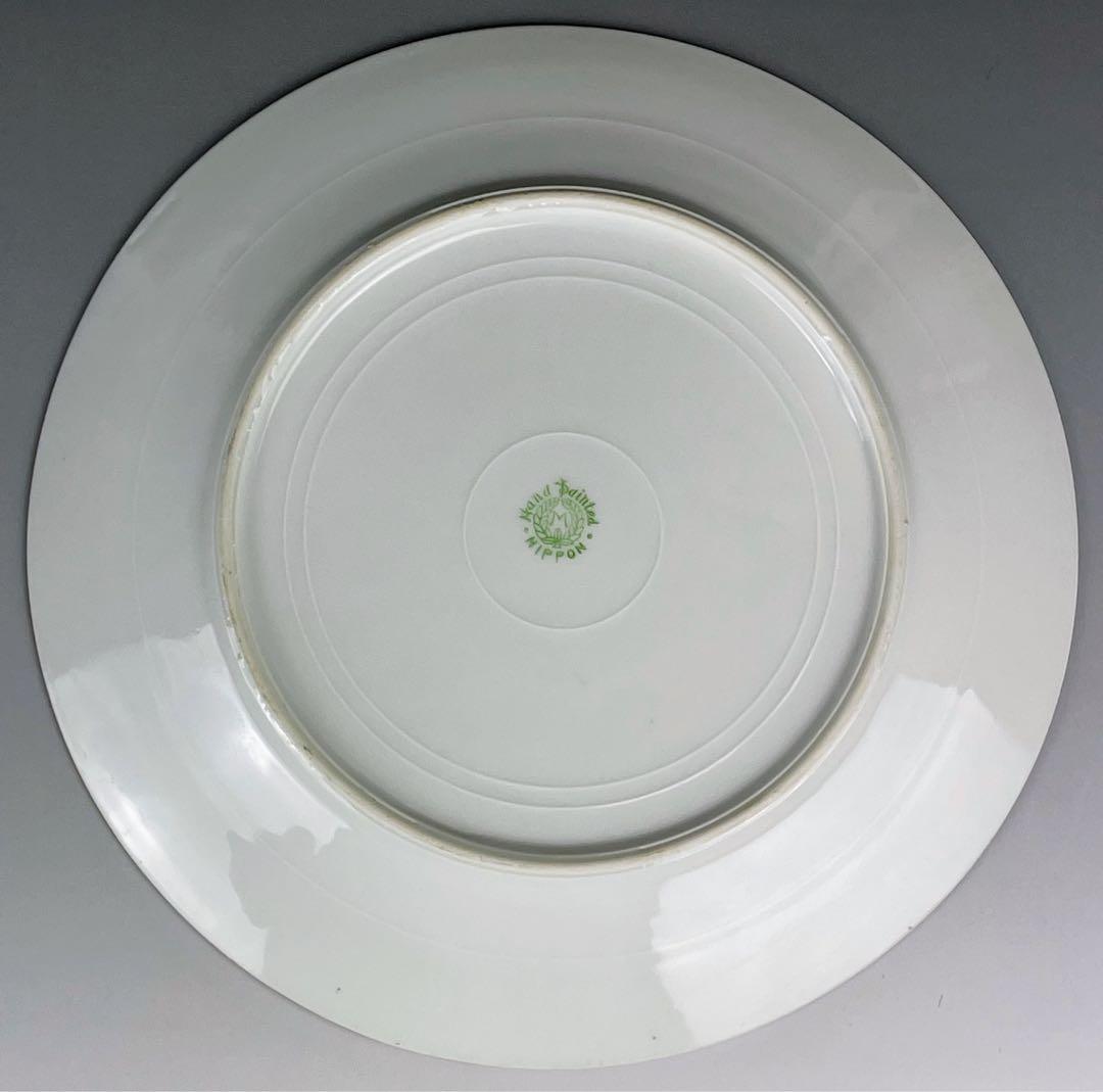 【美品】 オールドノリタケ ２１．９㎝ 黒雷鳥紋金盛り皿 ライチョウ 雉 キジ