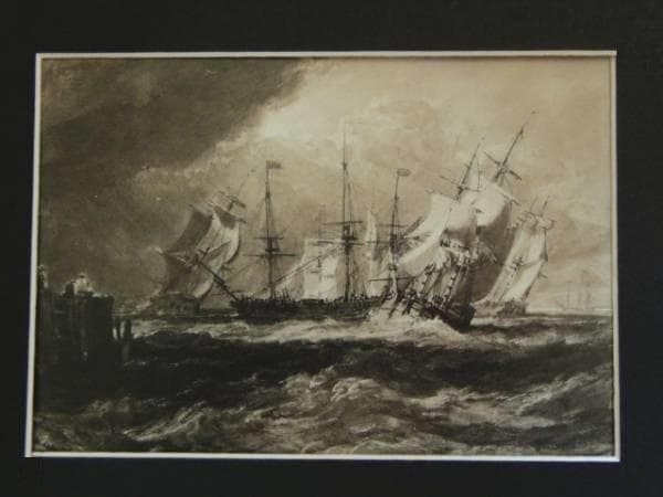 ジョゼフ・マロード・ウィリアム・ターナー、風をうける船、希少画集画