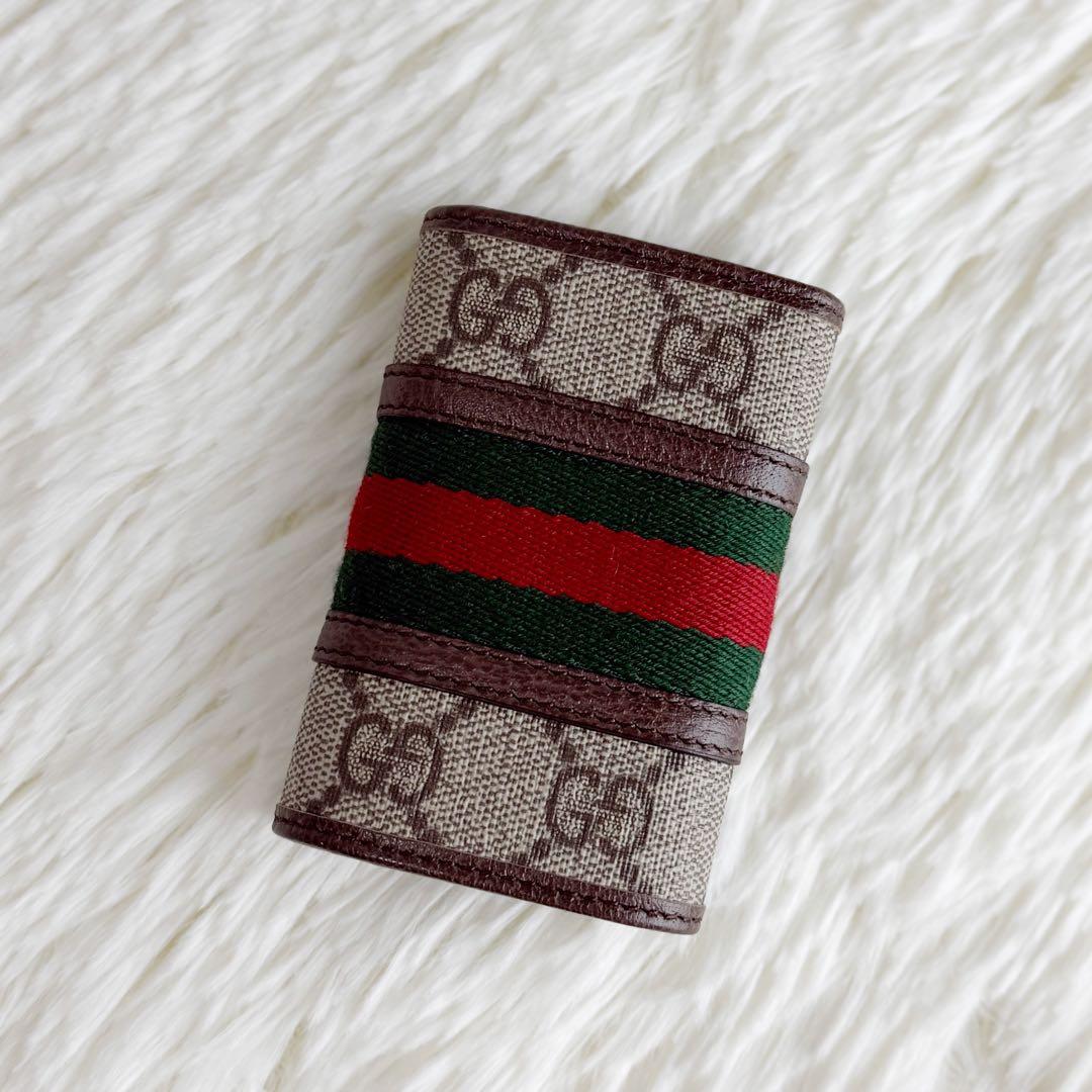 新品♡保存袋♡箱付♡グッチ GGマーモント シェリーライン 6連キーケース