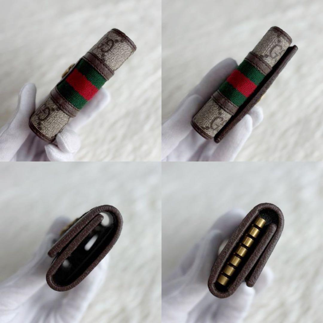 新品♡保存袋♡箱付♡グッチ GGマーモント シェリーライン 6連キーケース