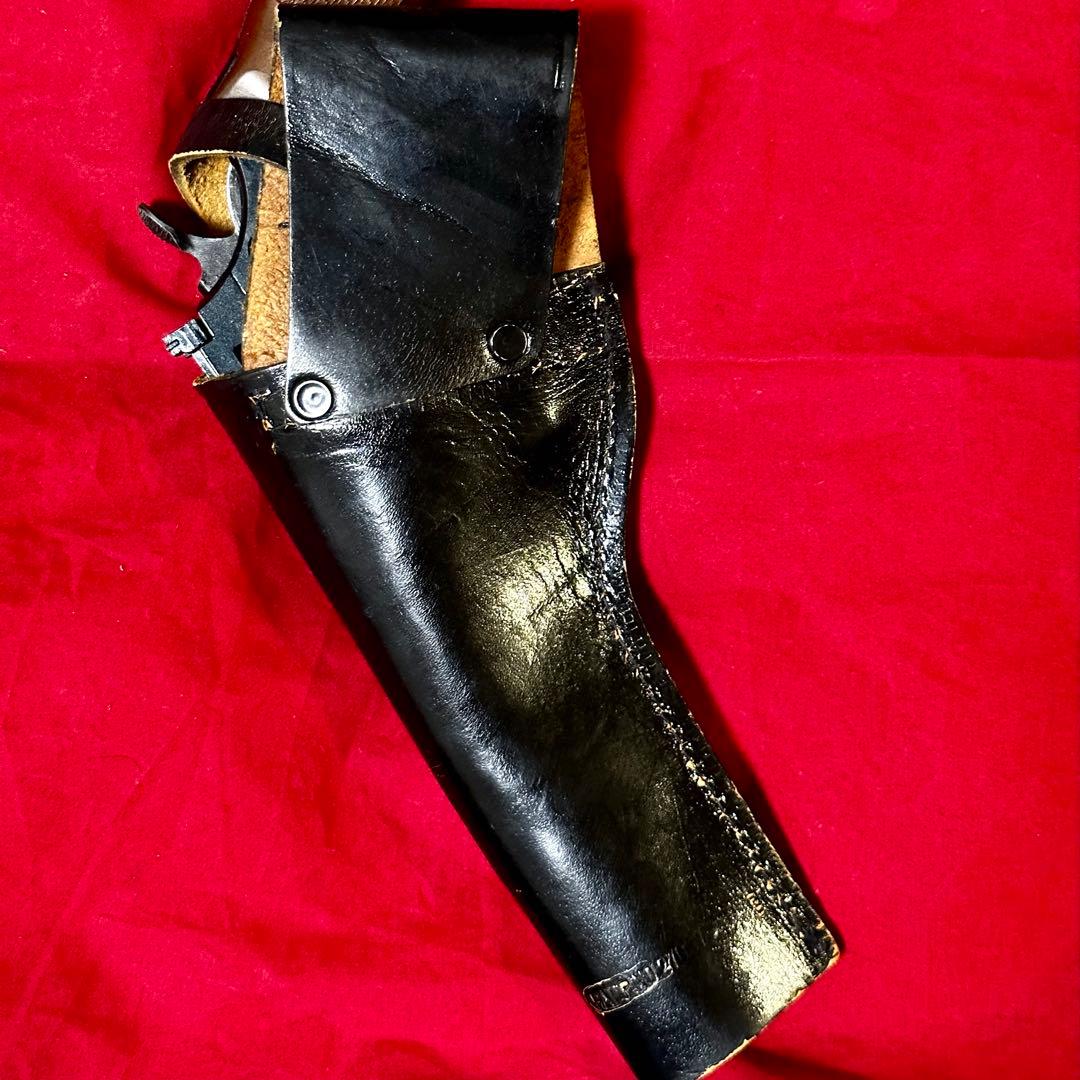 整備済 リボルバー用 黒革製ヒップホルスター 6インチ銃身まで対応