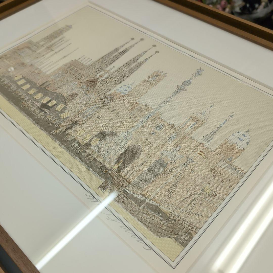 安野光雅　リトグラフ　世界の都市物語　額装　版画　インテリア　6号大