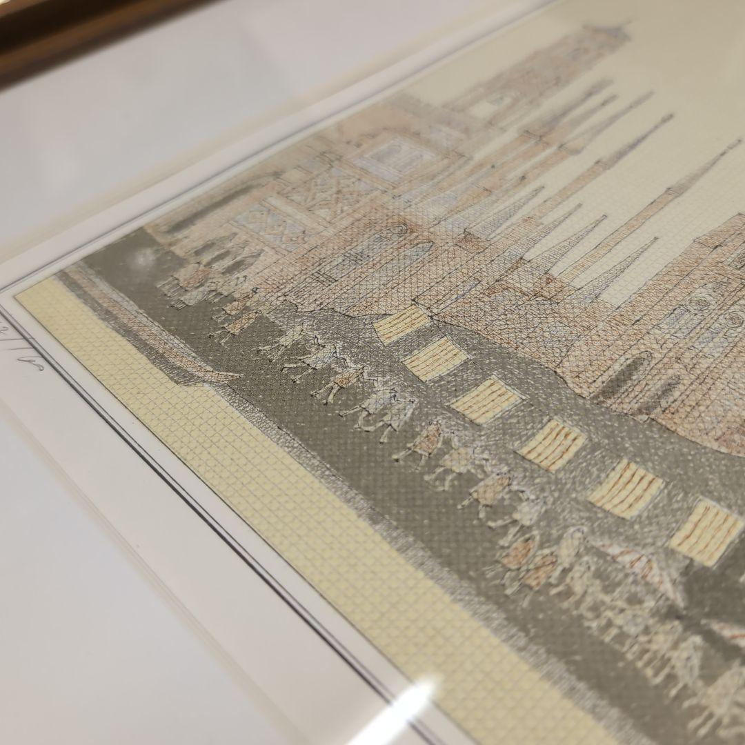 安野光雅　リトグラフ　世界の都市物語　額装　版画　インテリア　6号大