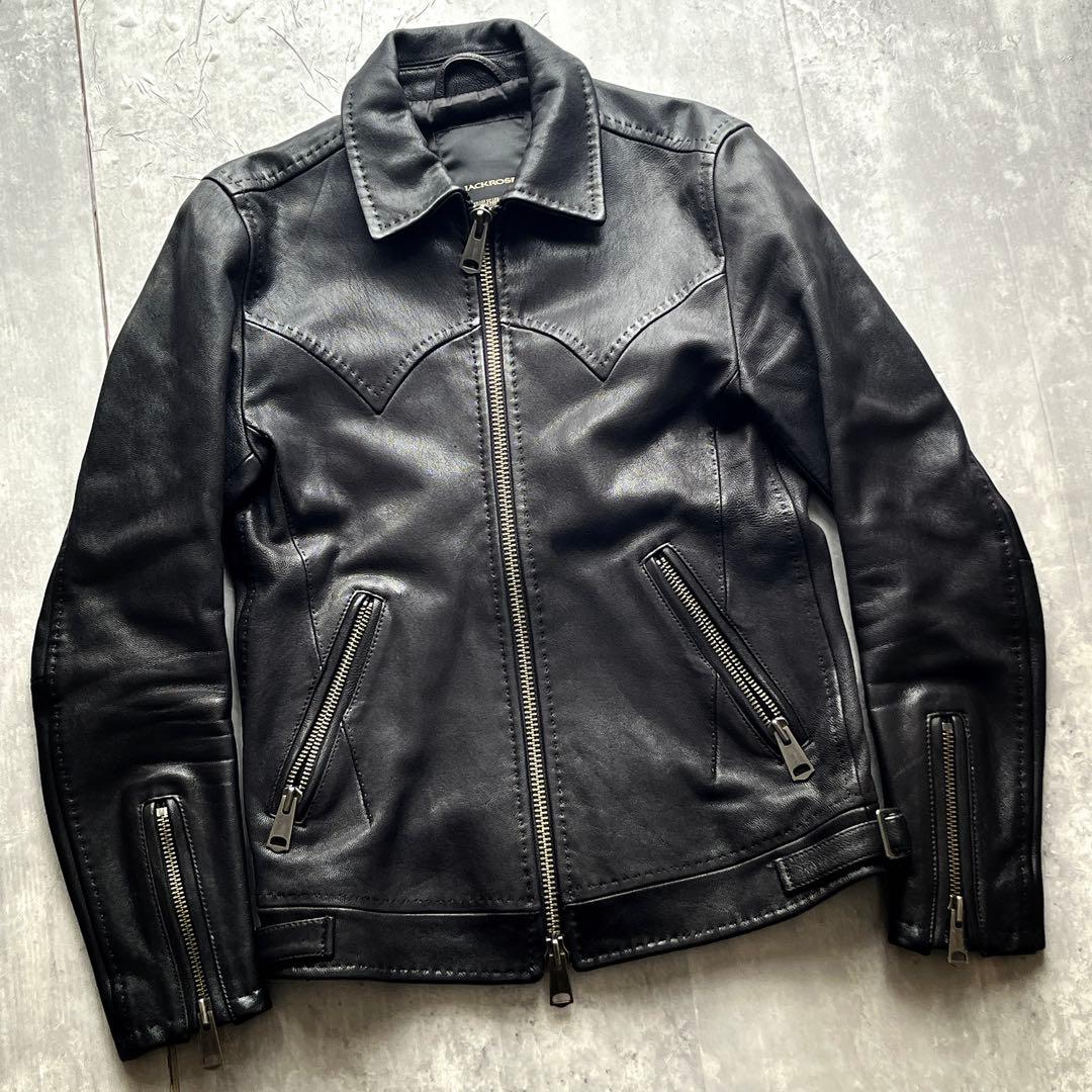 希少襟広　ジャックローズ　山羊革　レザー　ライダースジャケット　本革　2サイズ