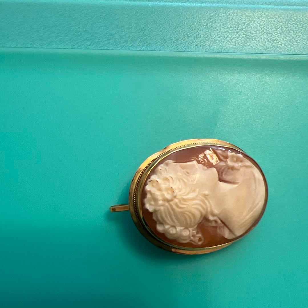 カメオシェルブローチ ペンダントヘッド　女性の横顔　18k部分有り