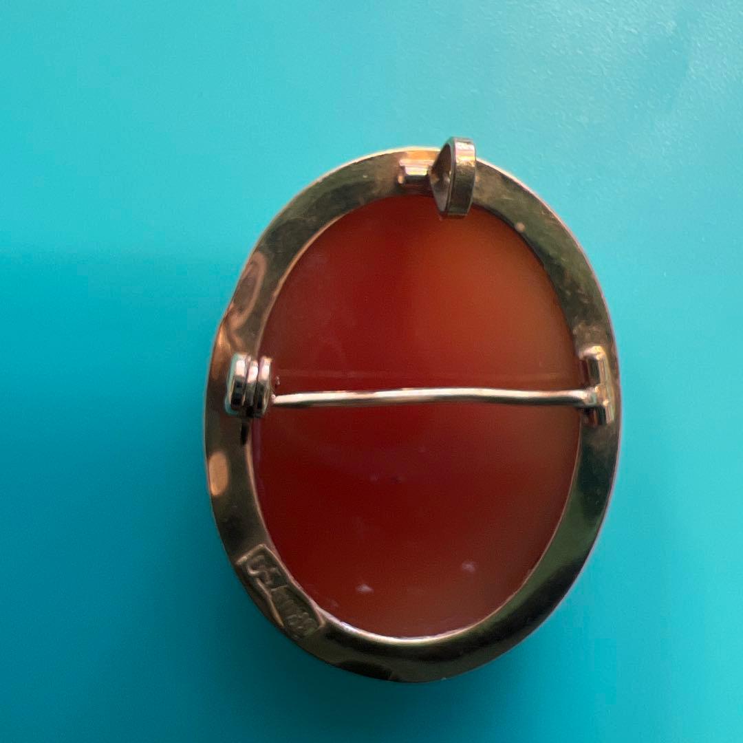 カメオシェルブローチ ペンダントヘッド　女性の横顔　18k部分有り