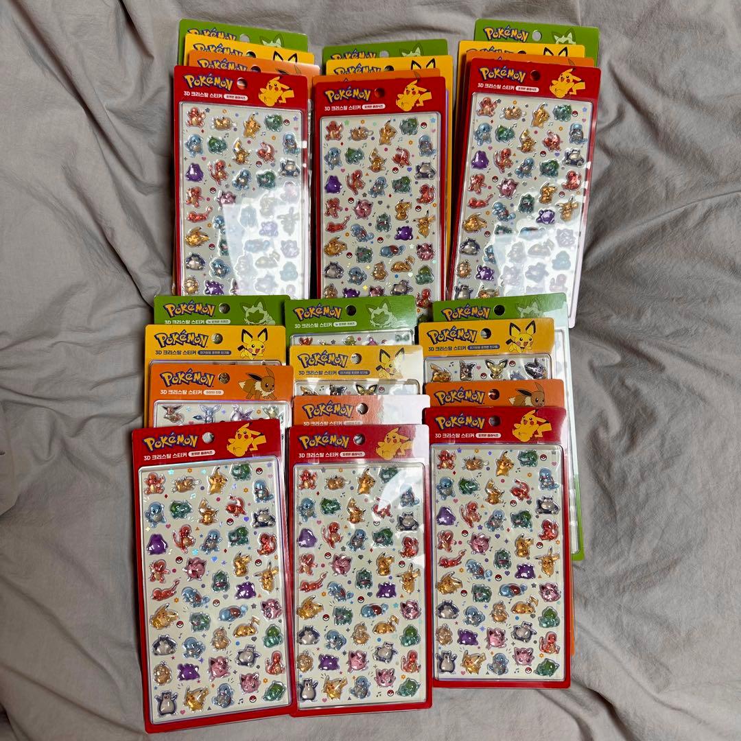 ポケモン 韓国公式 3D クリスタル ステッカー 全4種 コンプリート 24点