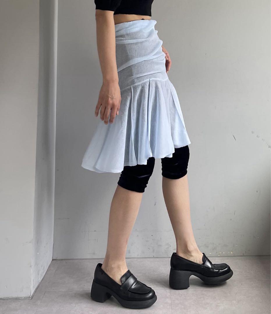 スカート Pasterip sheer middle layeringskirt