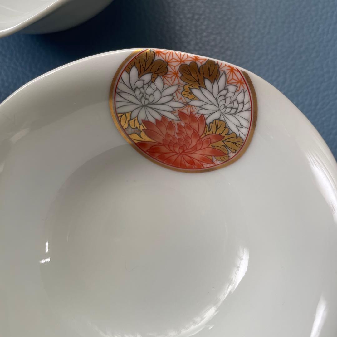 オールド香蘭社 花瓶　老松　手描き+深川製磁　寿赤絵　小鉢五脚