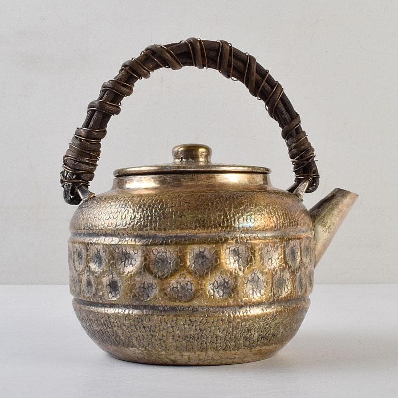 煎茶道具　白銅いぶし銀　槌目　銀瓶　湯沸　約227g　M　R9523