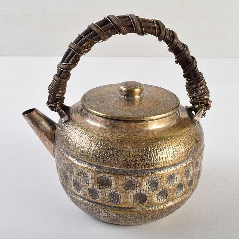 煎茶道具　白銅いぶし銀　槌目　銀瓶　湯沸　約227g　M　R9523