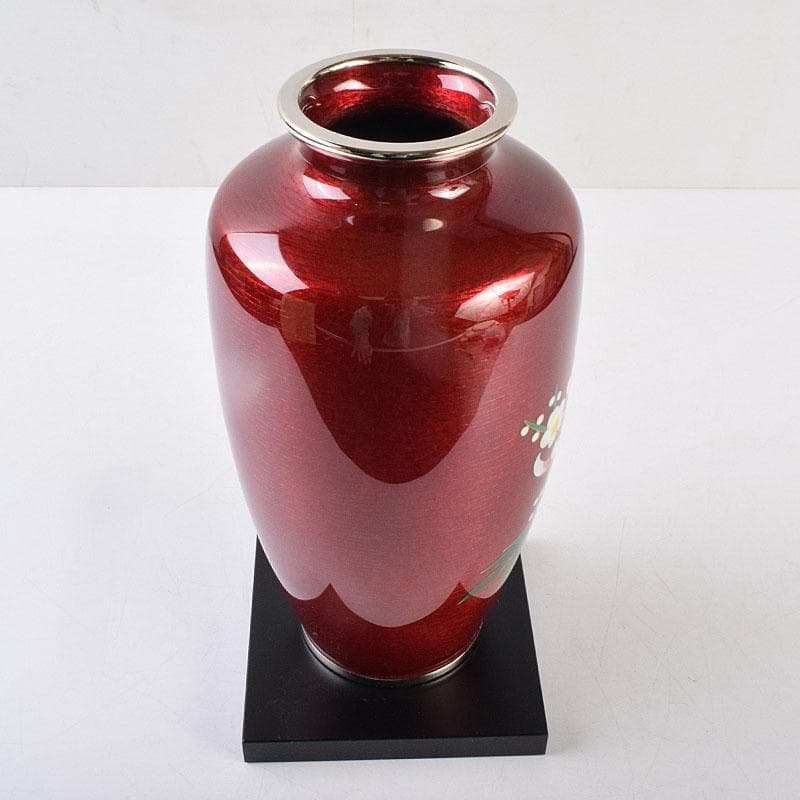 七宝焼　相互七宝謹製　透釉　菊文　花瓶　共箱　M　R9087