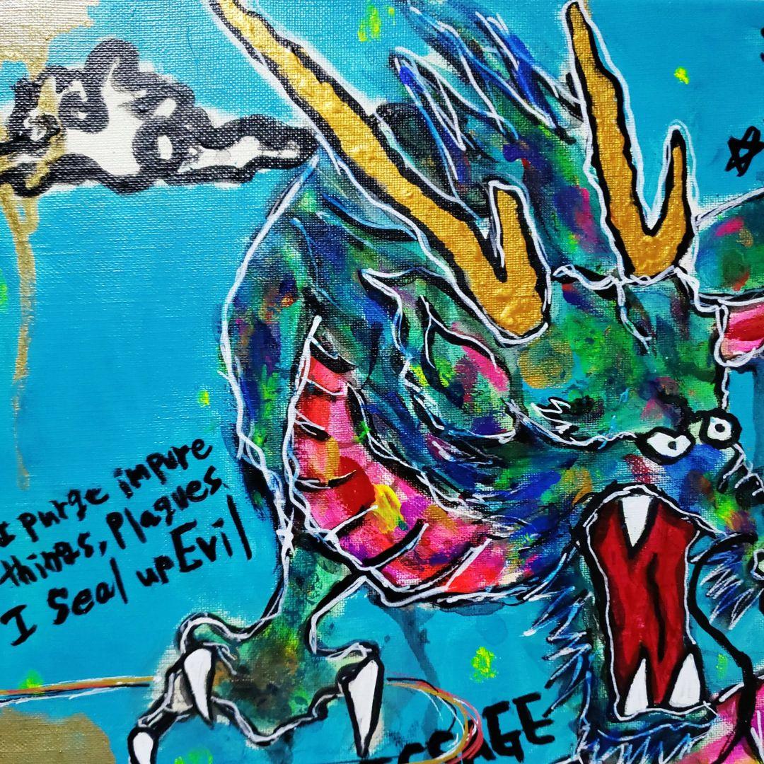 【風の時代象徴/F8号】龍神-Ryujin-碧龍