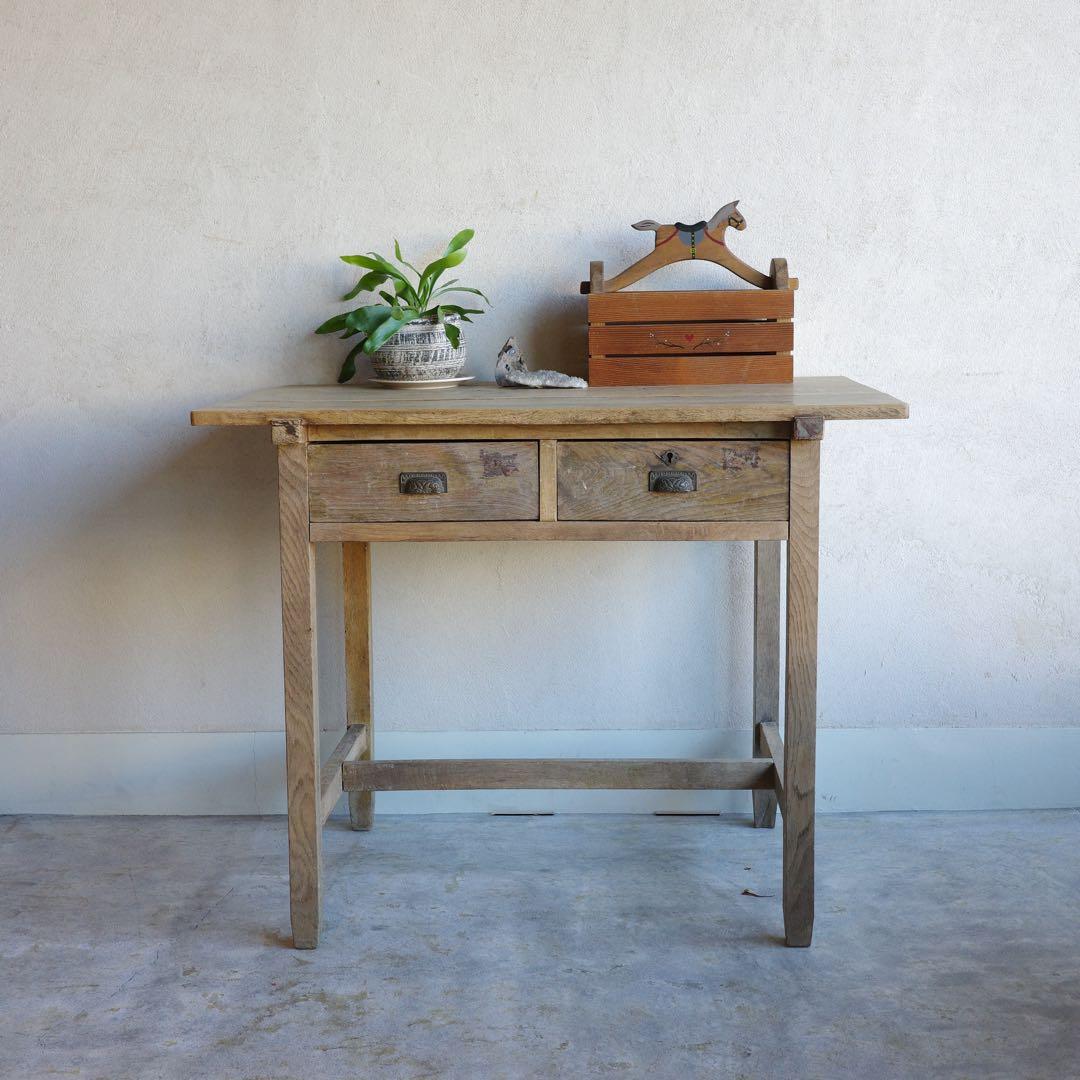 さらにお値下げ致しました！古い作業台　テーブル　引出し２杯　アンティーク