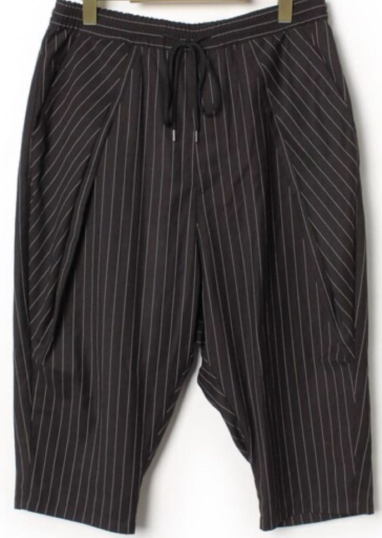 【美品】 glamb クロップドパンツ ストライプ ブラック スラックス