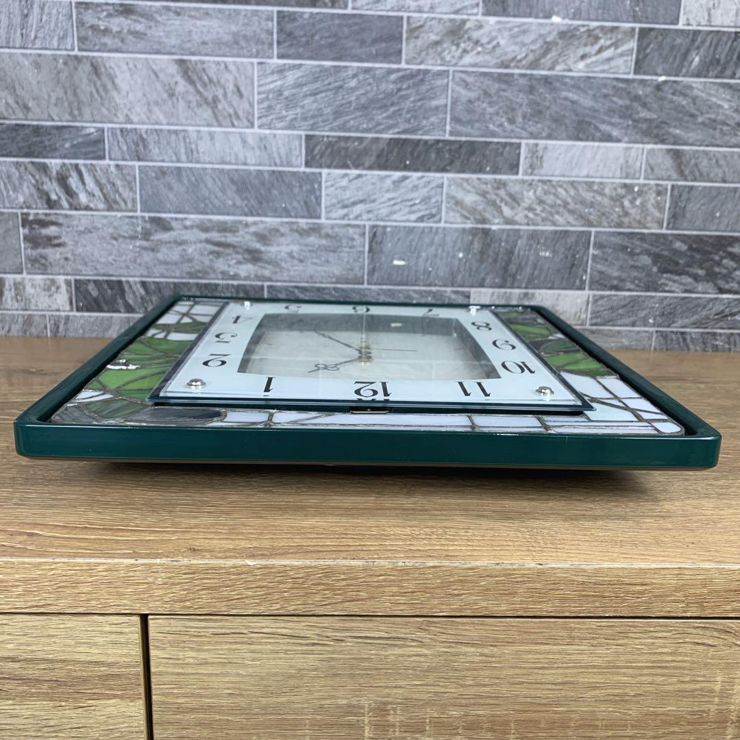 生産終了品　希少　リズム時計　EMUAIR　ステンドグラス枠　電波掛け時計