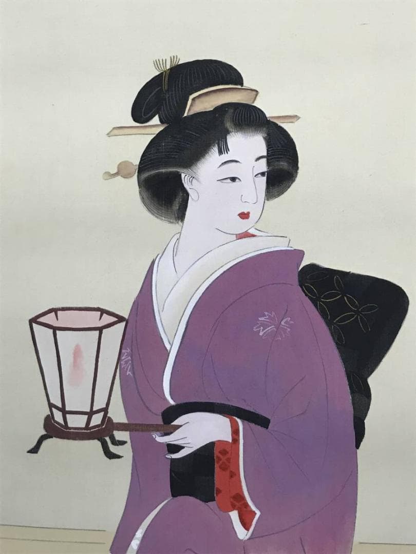 【真作】横尾芳月/美人画/美人図/掛軸/名家伝来/AC-152