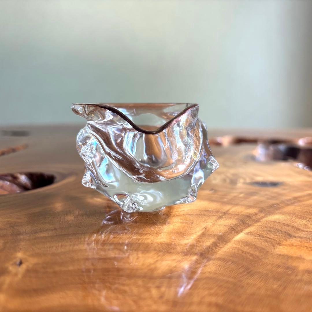 義山 水崎長寿 硝子栄螺 蓋置 茶道具 共箱 ガラス サザエ