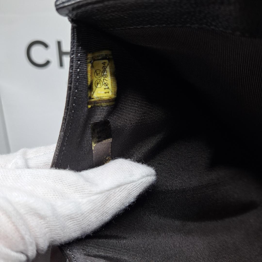 CHANEL　ワイルドステッチ　ブラック　三つ折り財布　長財布　財布