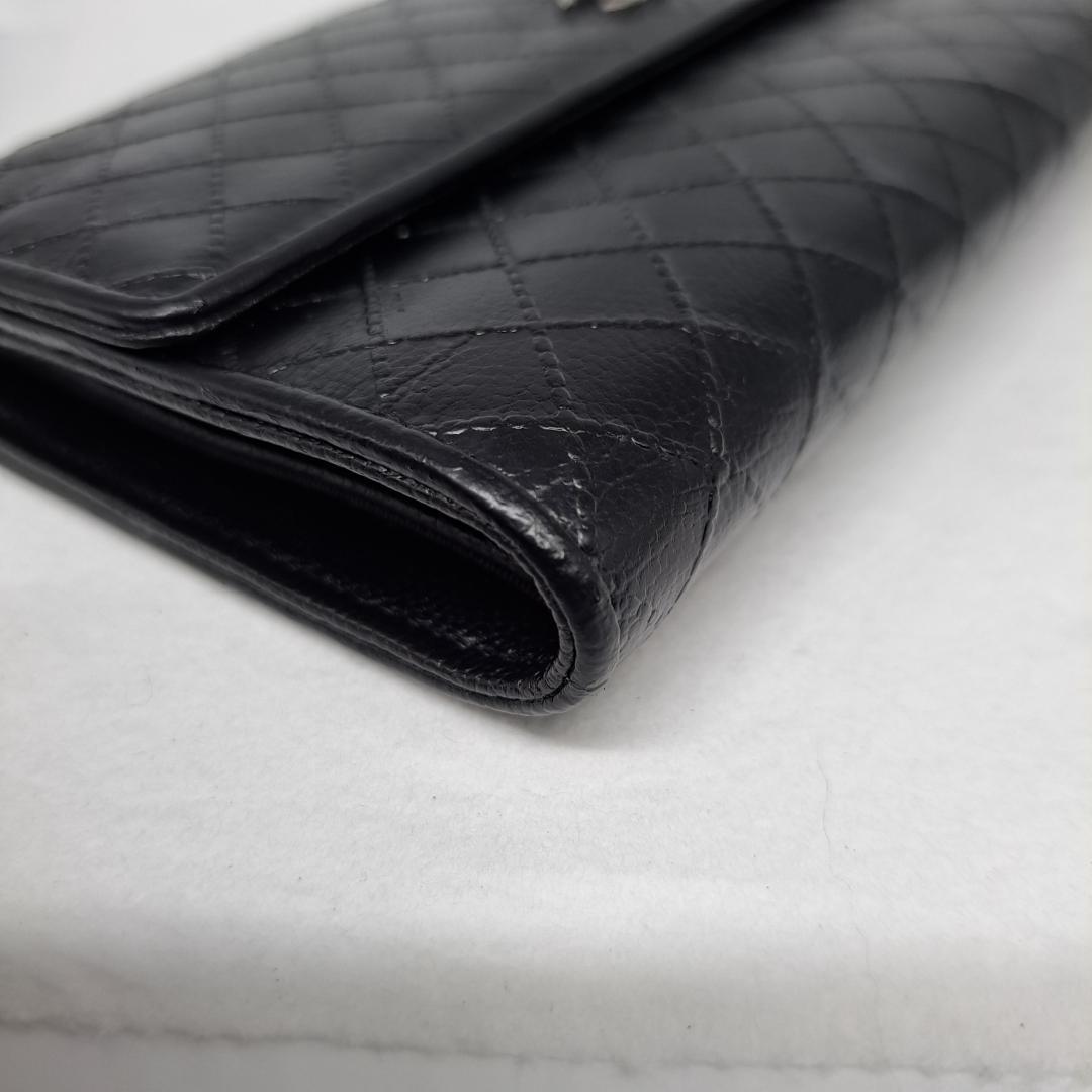 CHANEL　ワイルドステッチ　ブラック　三つ折り財布　長財布　財布