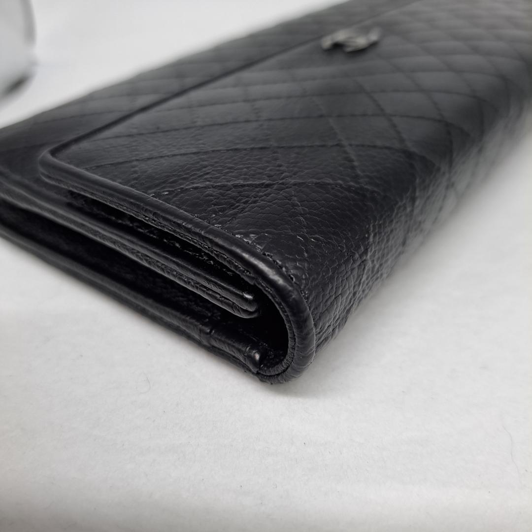 CHANEL　ワイルドステッチ　ブラック　三つ折り財布　長財布　財布