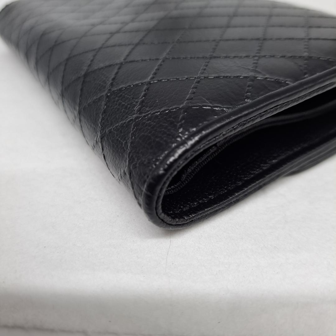CHANEL　ワイルドステッチ　ブラック　三つ折り財布　長財布　財布