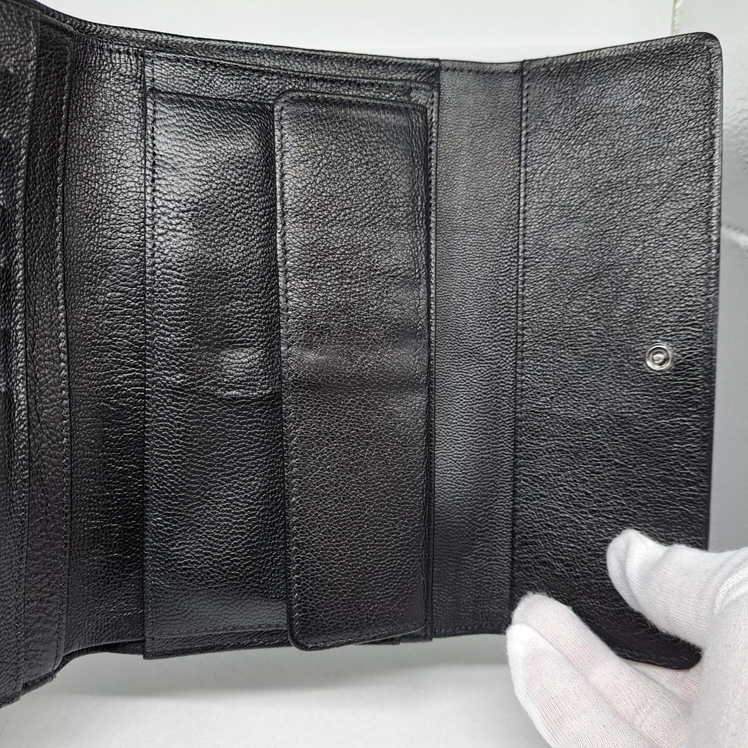 CHANEL　ワイルドステッチ　ブラック　三つ折り財布　長財布　財布