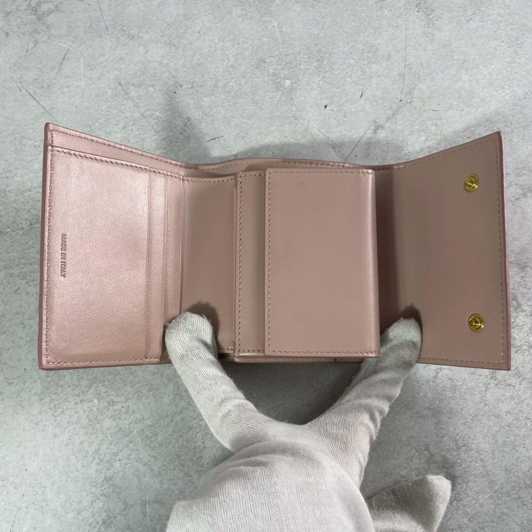 CELINE 現行 スモールトリフォールドウォレット セリーヌ ミニ財布 ピンク