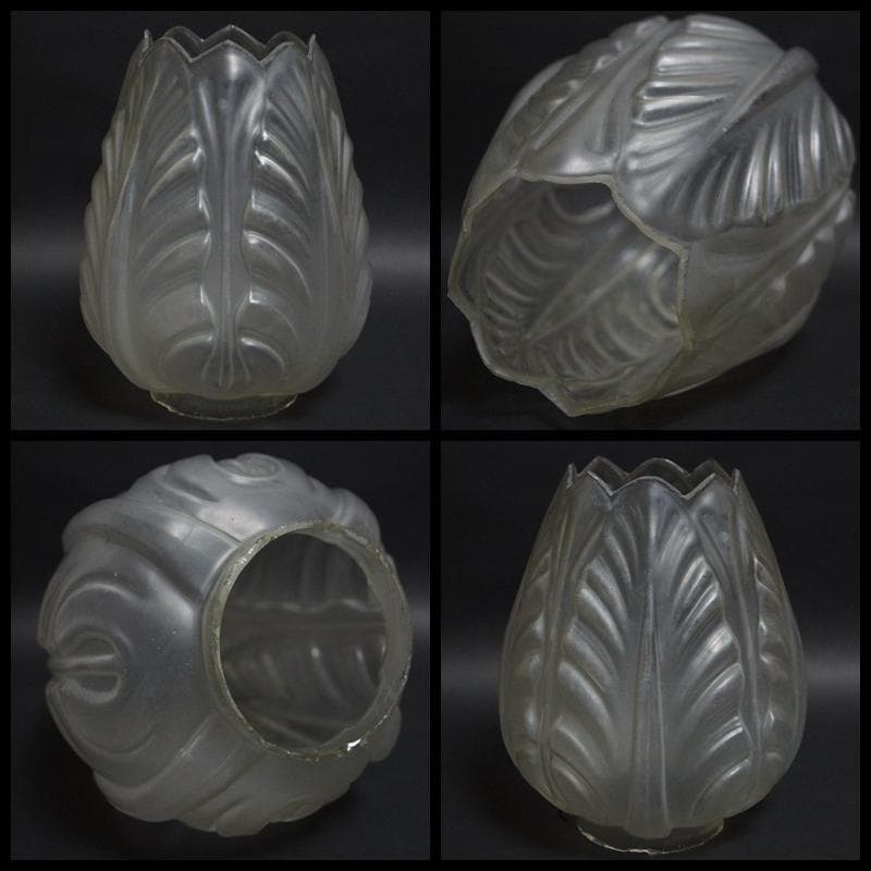 明治期 ガラス製大型オイルランプ花蕾型ランプ/切子油壷/ 水色練台座 台ランプ