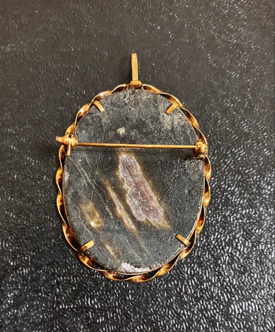 カメオK14　ブローチ　ネックレス　2way