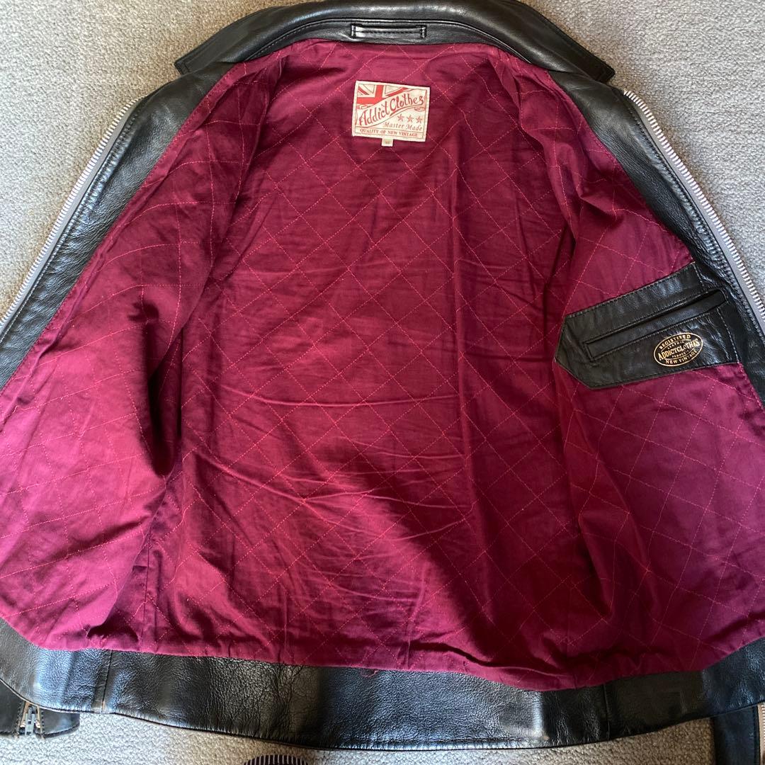 Addict Clothes レザーシングルライダースジャケット、サイズ40
