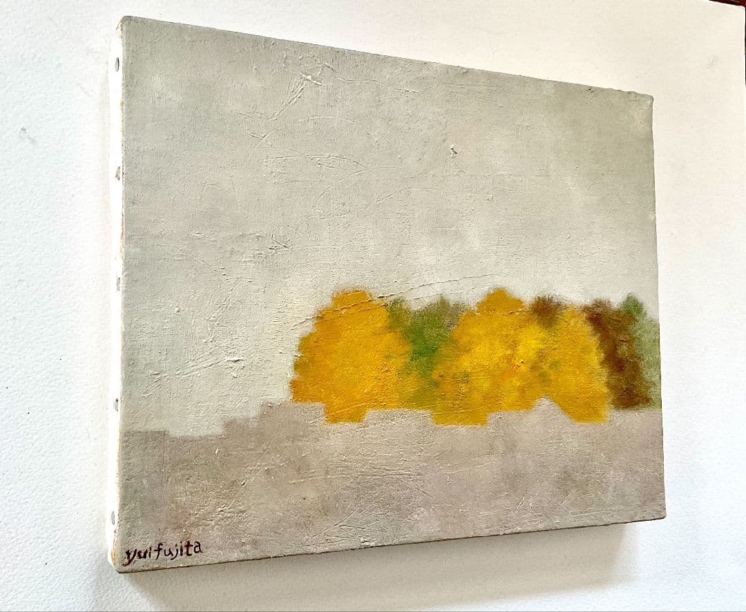 油彩画　12月のイチョウ