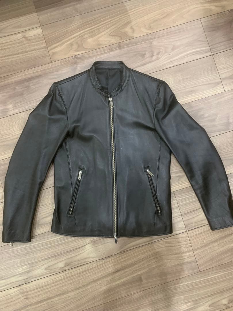 【美品】【正規品】STUDIOUSシングルライダースジャケット ブラックサイズ2