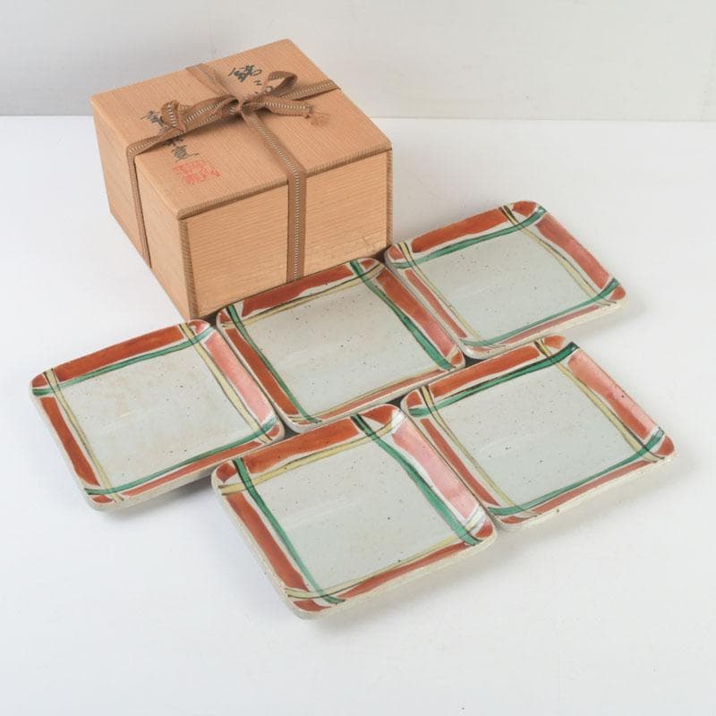 和食器　茶懐石　幸兵衛窯　銘々皿　五客　共箱　N　9377